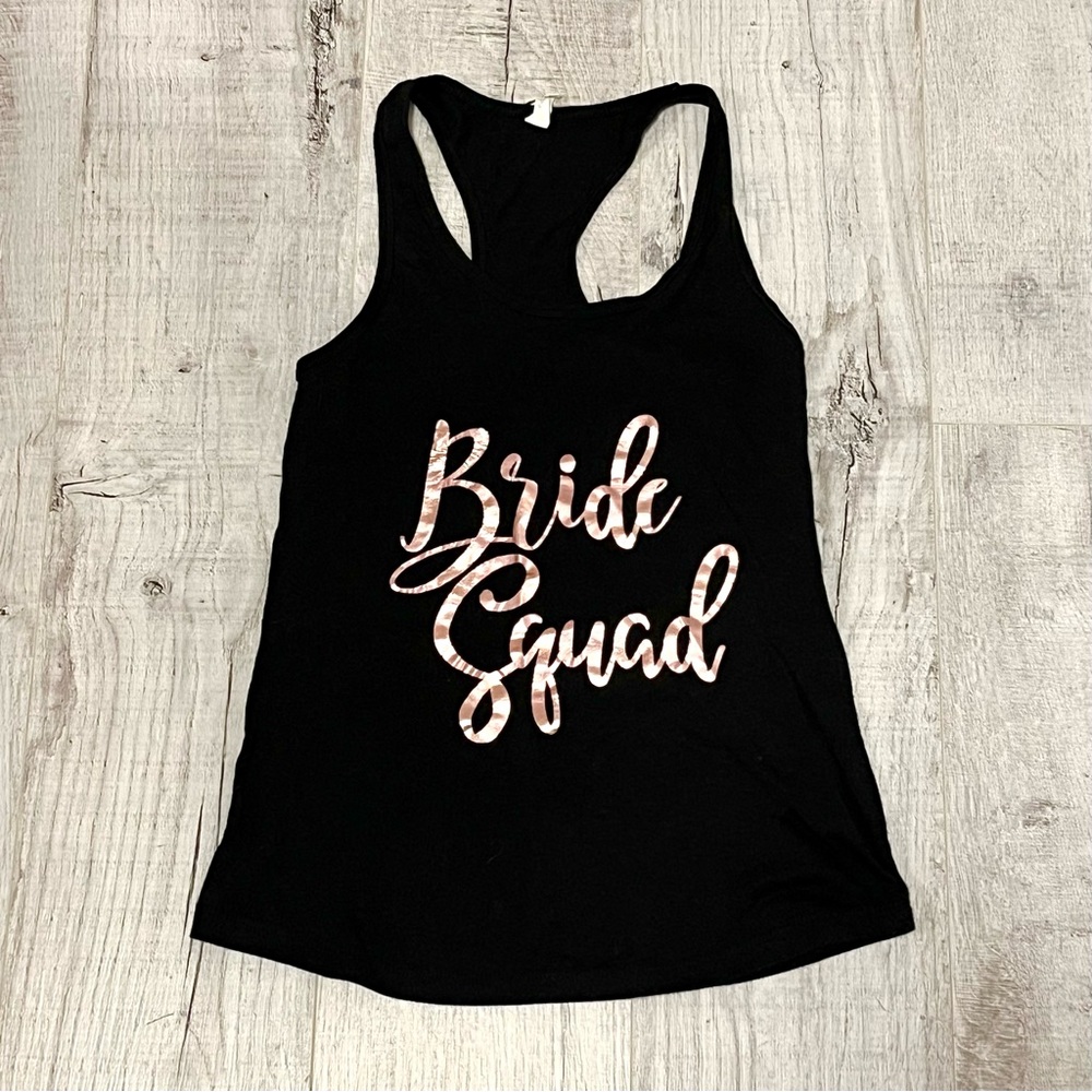 Rose Gold & Black Bride Squad Racerback Tank